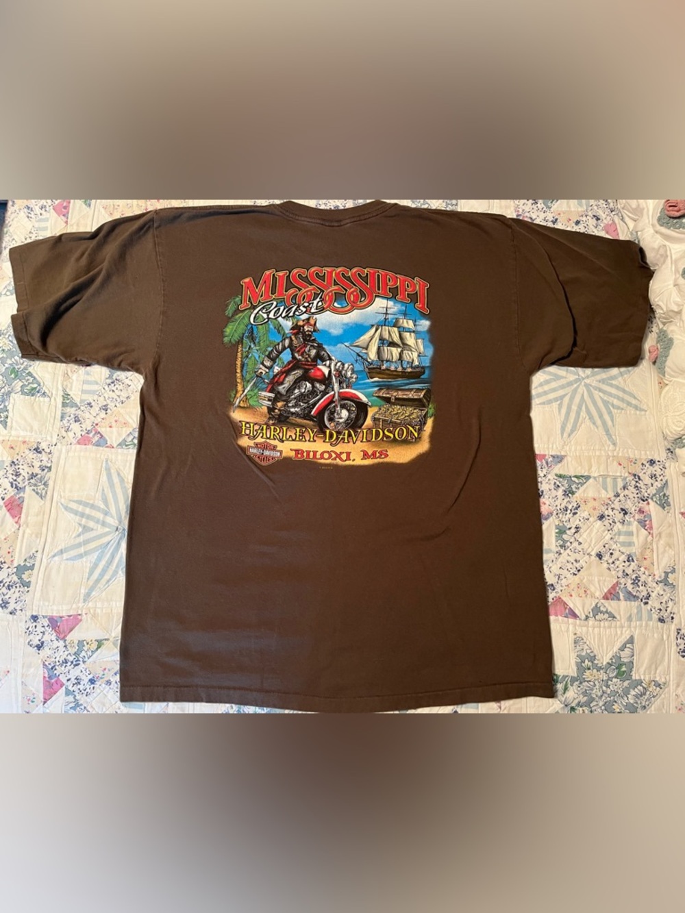Single stitcHarley-Davidson Brown Tee Biloxi Mississippi
